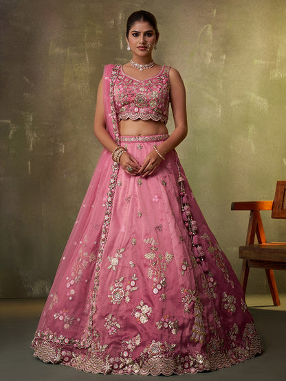 Astonishing Purple Tissue Fabric Sequins Lehenga 6162