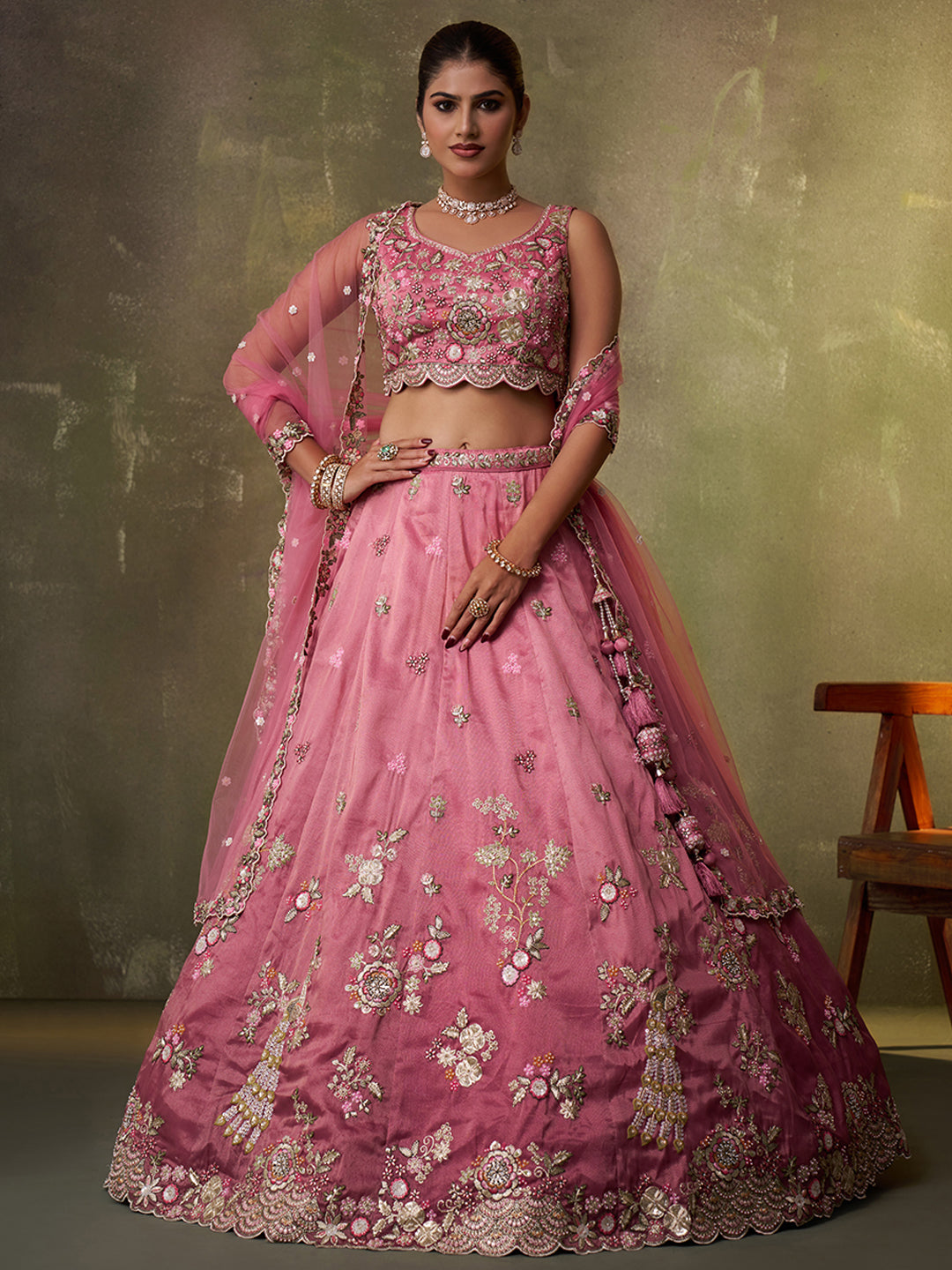 Astonishing Purple Tissue Fabric Sequins Lehenga 6162