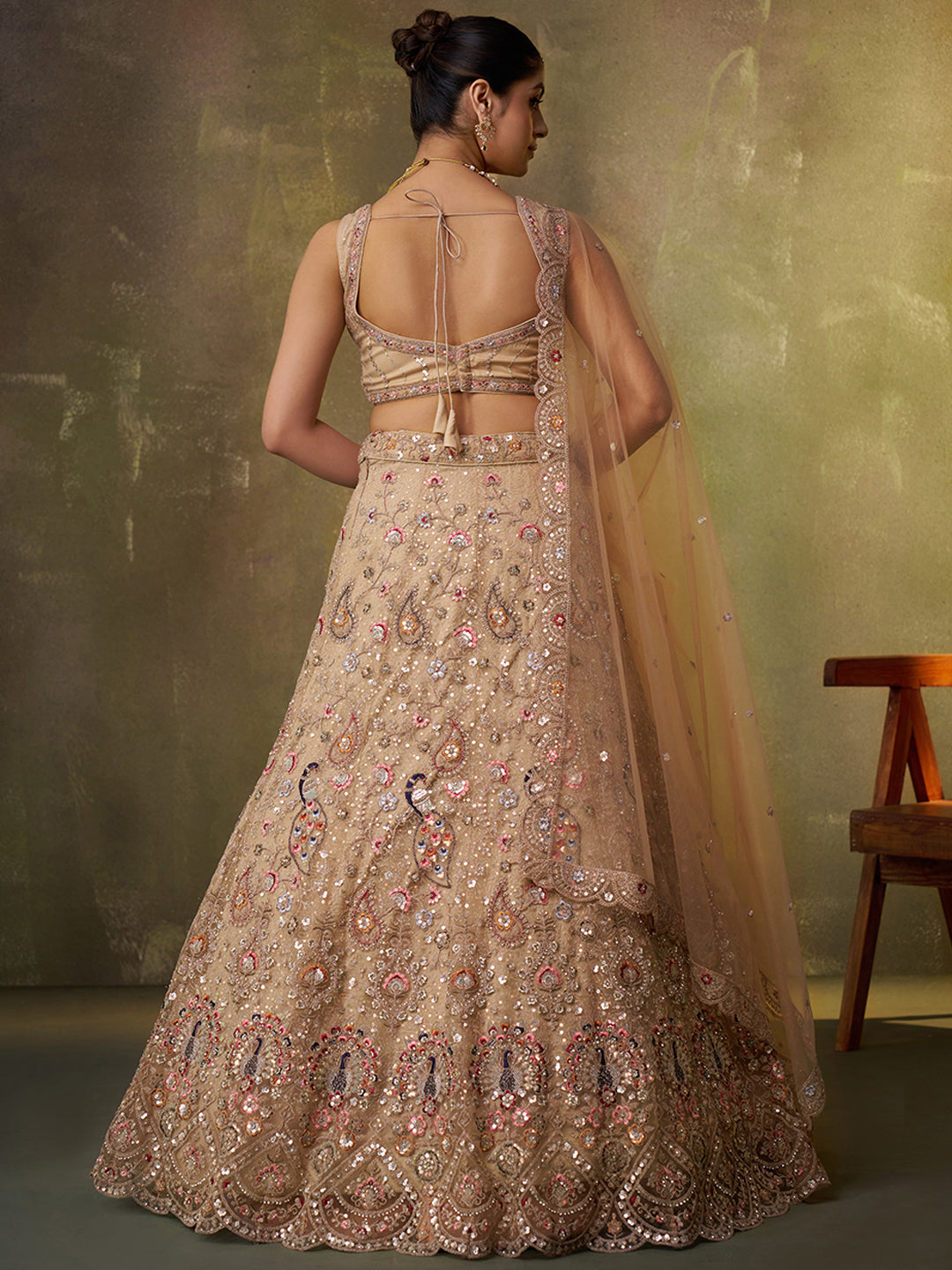 Eye Catching pink Net Fabric Sequins Lehenga 6271