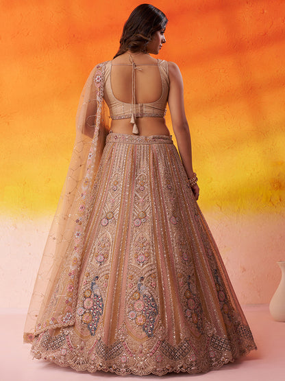 Something Different Beige Net Fabric Sequins Lehenga 6272