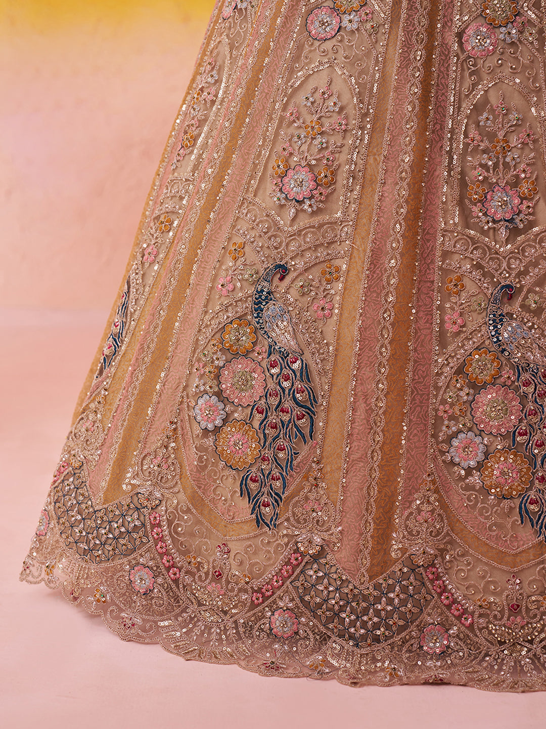 Something Different Beige Net Fabric Sequins Lehenga 6272