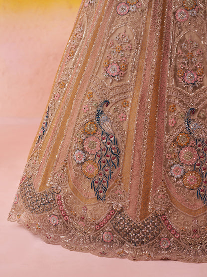 Something Different Beige Net Fabric Sequins Lehenga 6272