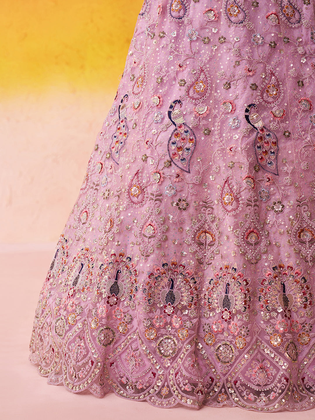 Eye Catching pink Net Fabric Sequins Lehenga 6271