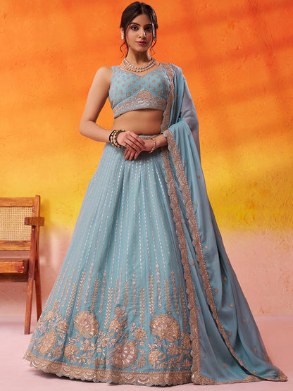 Gorgeous Mauve Tissue Silk Fabric Sequins Lehenga 6206