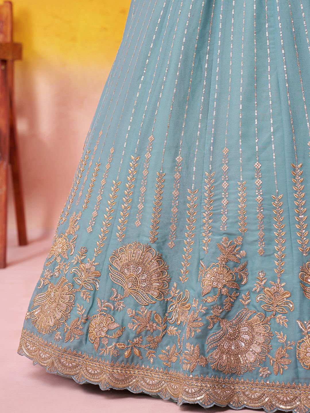 Gorgeous Mauve Tissue Silk Fabric Sequins Lehenga 6206