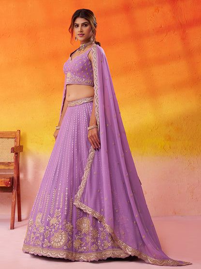 Gorgeous Mauve Tissue Silk Fabric Sequins Lehenga 6206