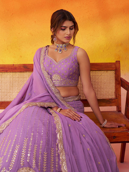 Gorgeous Mauve Tissue Silk Fabric Sequins Lehenga 6206