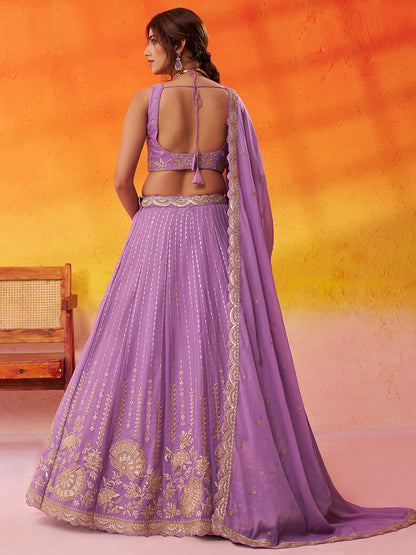 Gorgeous Mauve Tissue Silk Fabric Sequins Lehenga 6206