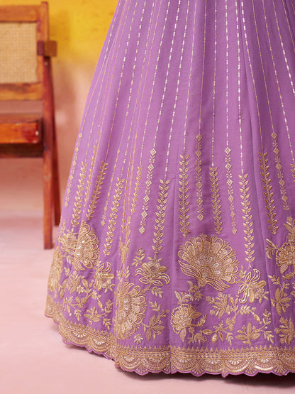 Gorgeous Mauve Tissue Silk Fabric Sequins Lehenga 6206