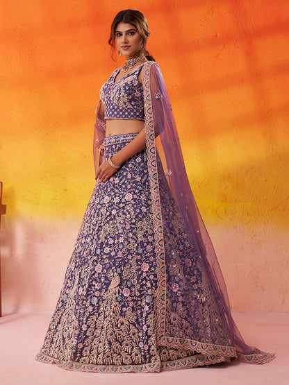 Beautiful purple Net Fabric Sequins Lehenga 6264
