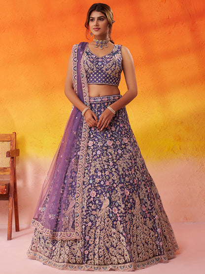 Beautiful purple Net Fabric Sequins Lehenga 6264