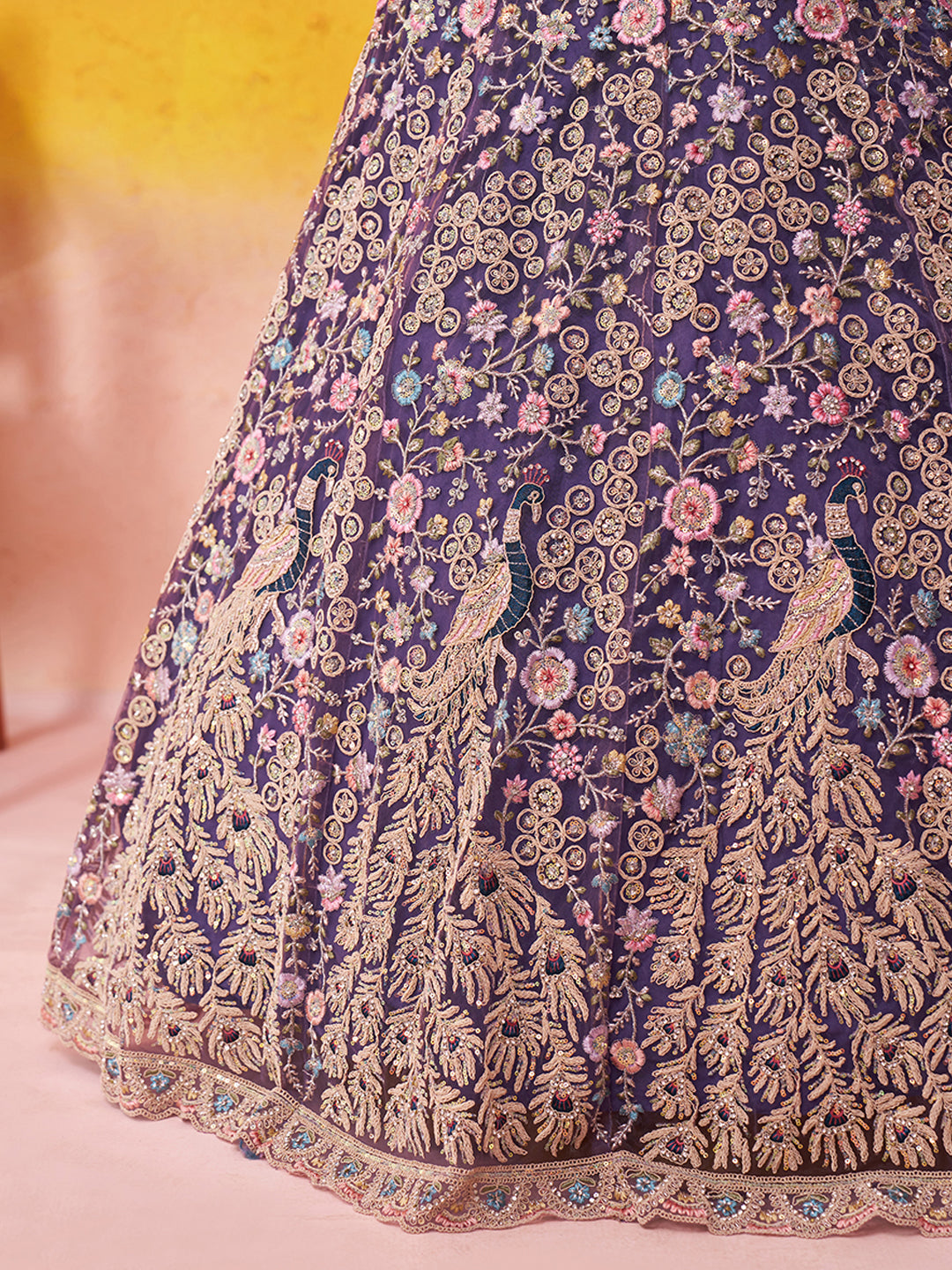 Beautiful purple Net Fabric Sequins Lehenga 6264