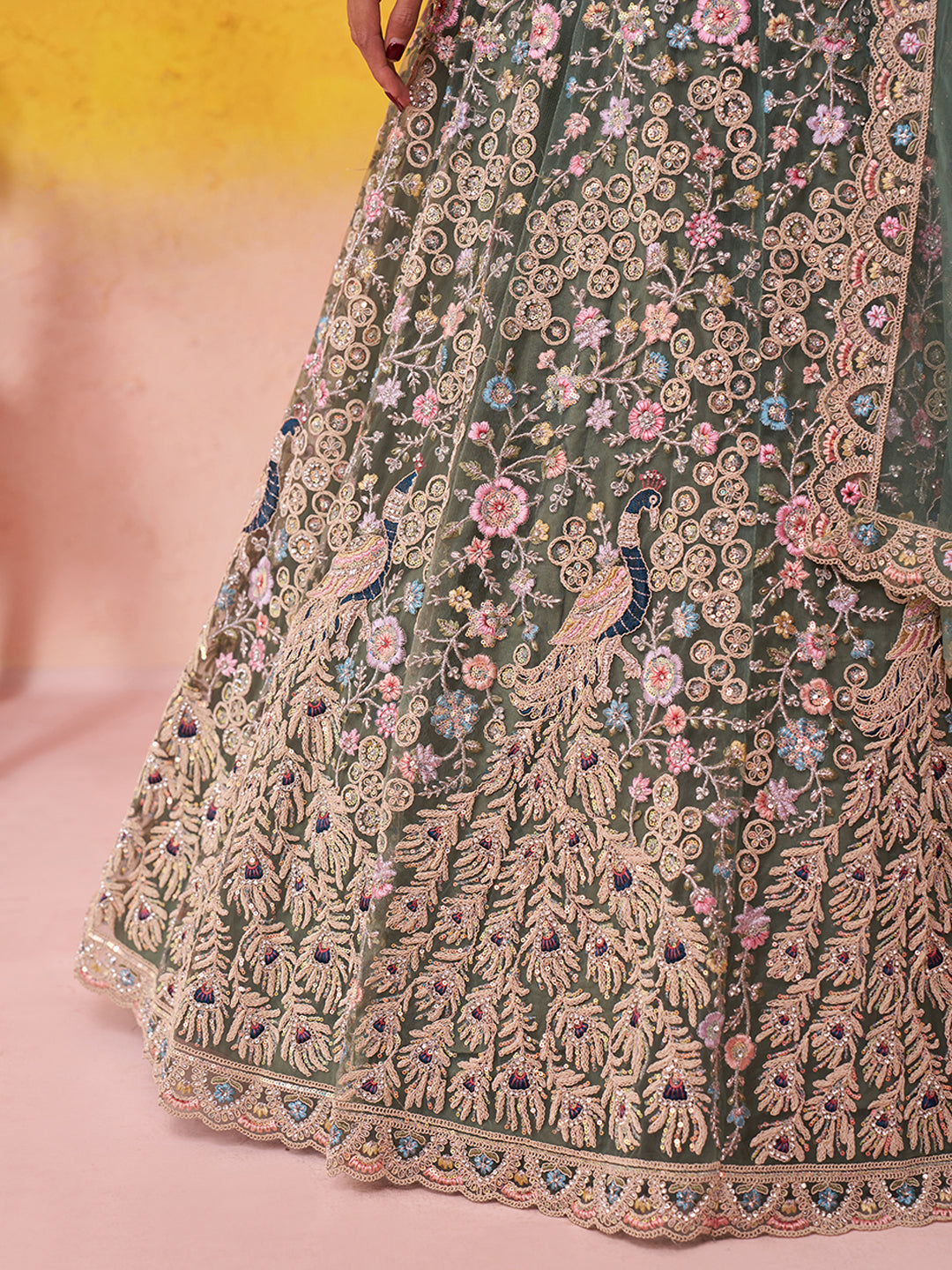 Beautiful purple Net Fabric Sequins Lehenga 6264