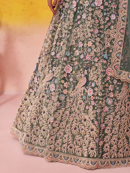 Beautiful purple Net Fabric Sequins Lehenga 6264