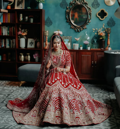 Khoobsurat jhumka red  Bridal lehenga Happy Customer