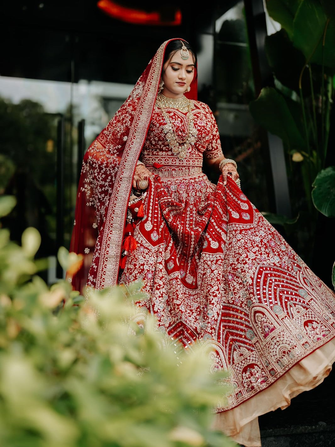 Khoobsurat jhumka red  Bridal lehenga Happy Customer