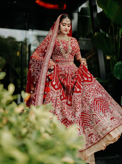 Khoobsurat jhumka red  Bridal lehenga Happy Customer