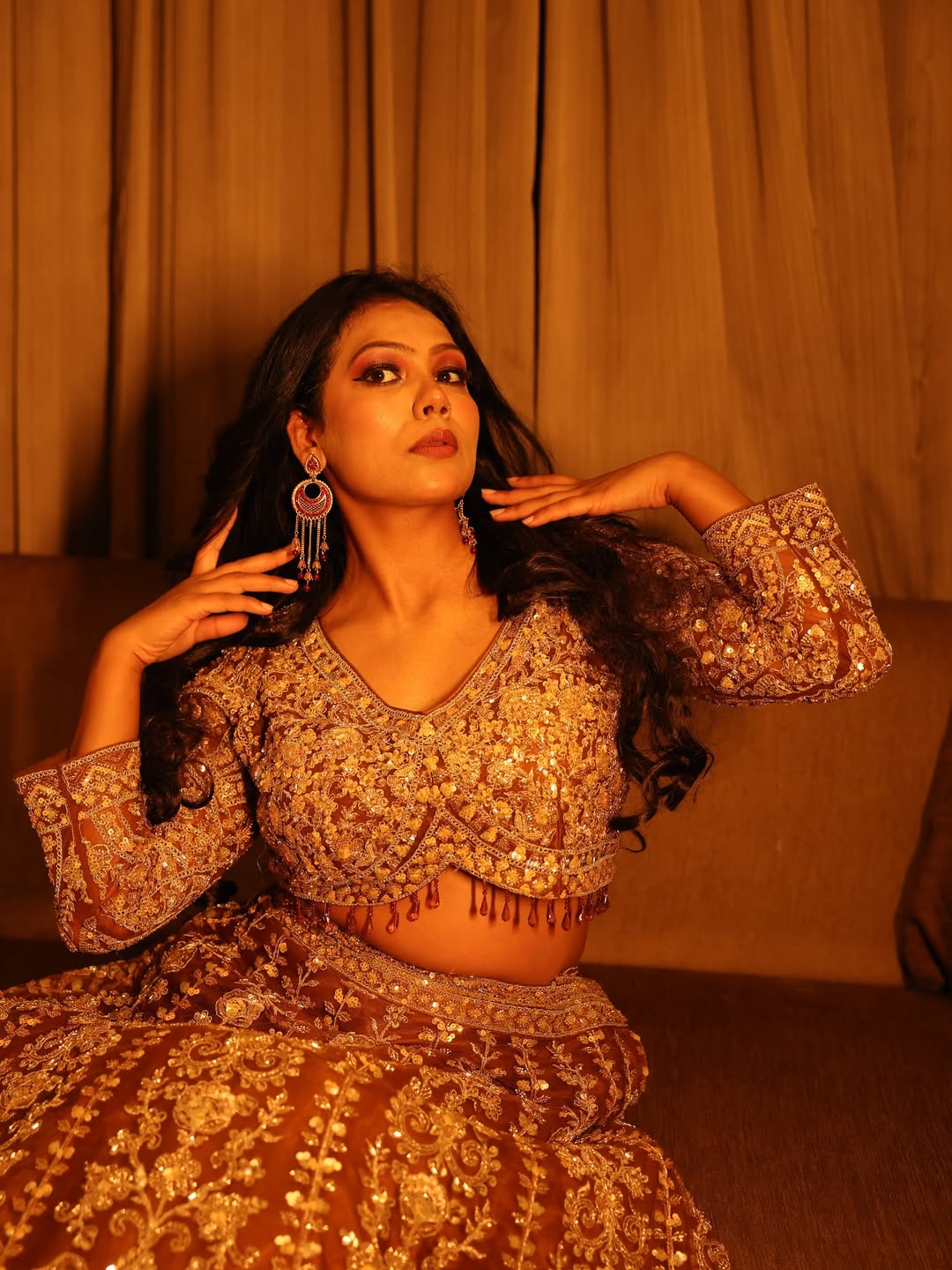 Tremendous light peach Crop top Lehenga Happy Customer