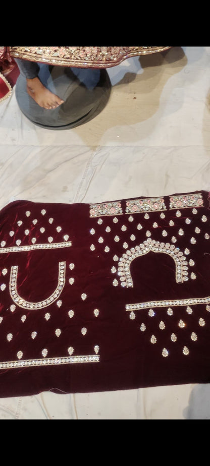 Doli Barat jhumka granate Lehenga