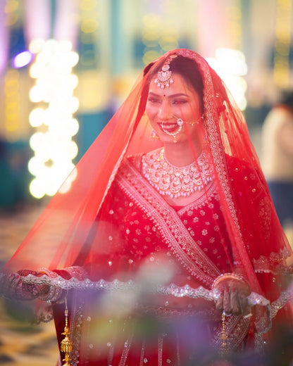 Pleasing handwork Sabyasachi silk red rani pink bridal Lehenga (Happy Customer )