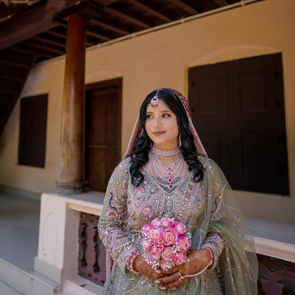 Something different Light pink peacock crop top Lehenga Happy Customer