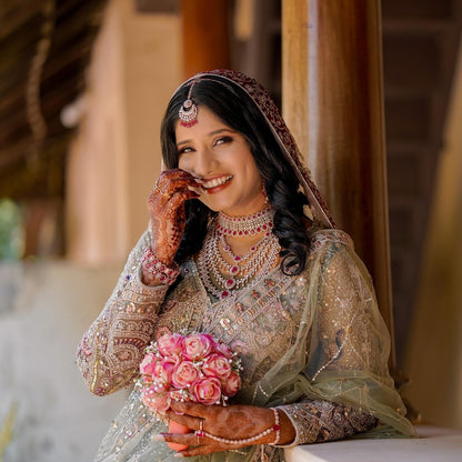 Something different Light pink peacock crop top Lehenga Happy Customer