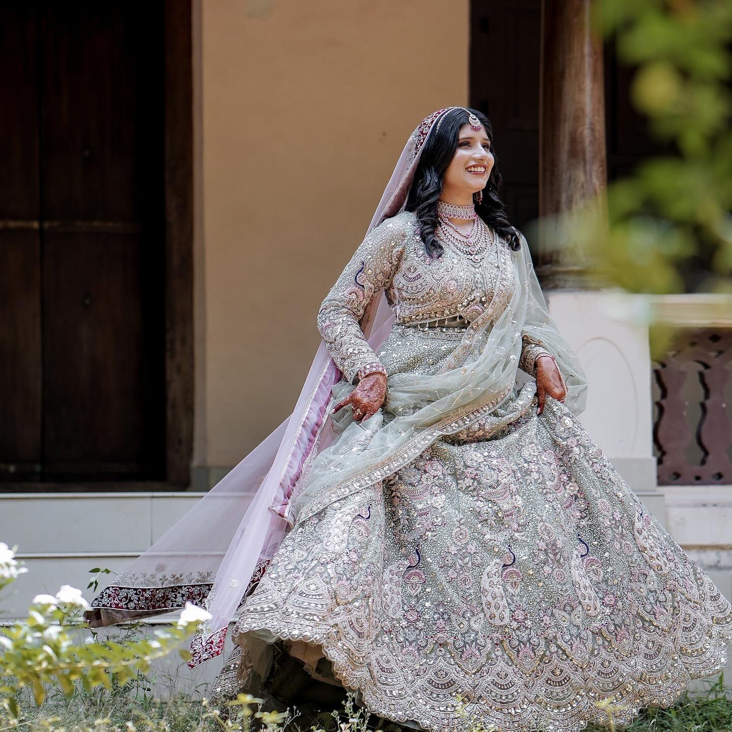 Something different Light pink peacock crop top Lehenga Happy Customer