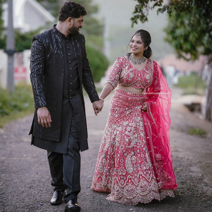 Something different Light pink peacock crop top Lehenga Happy Customer
