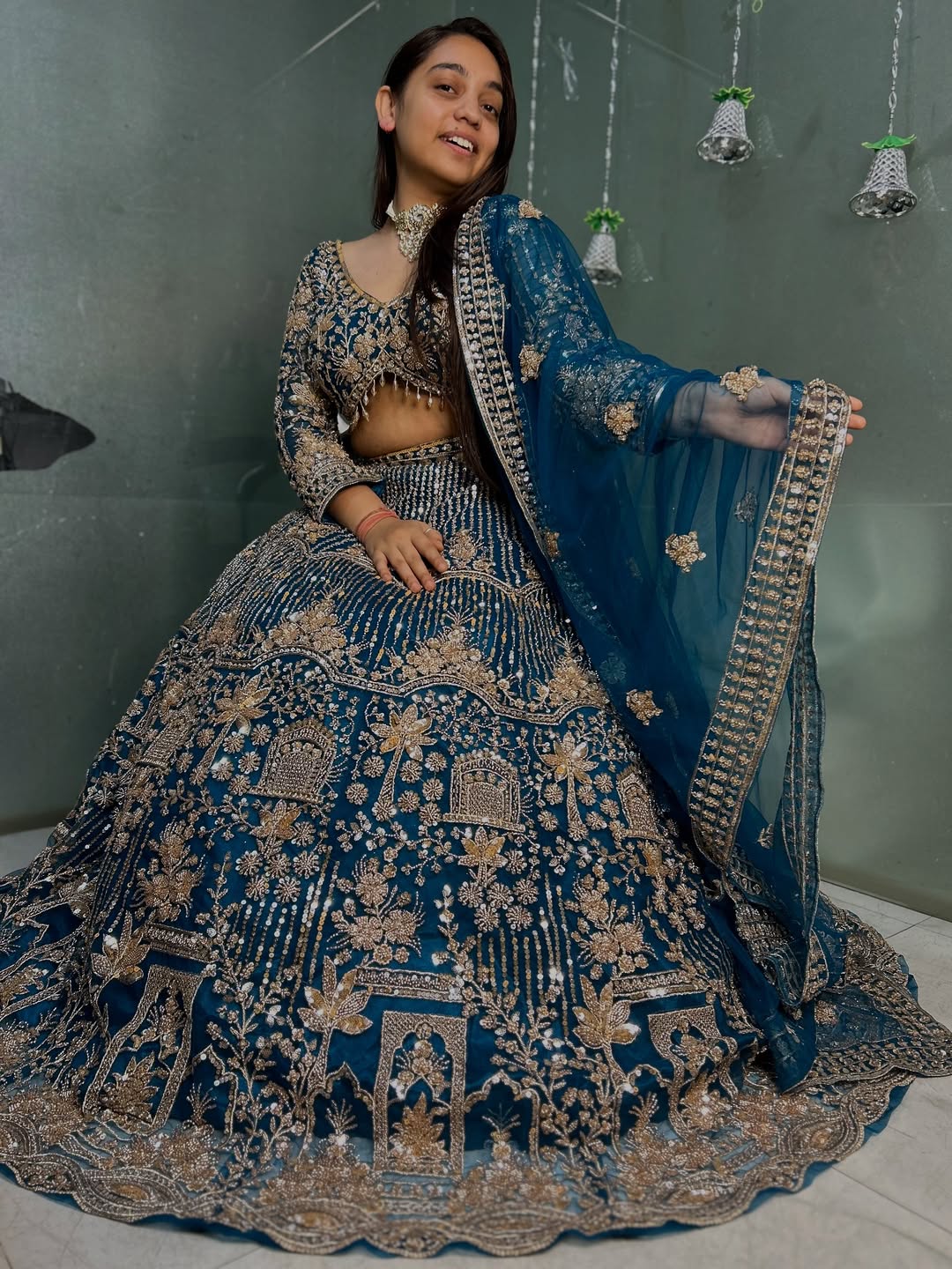 Designer Red crop top Lehenga Happy Customer