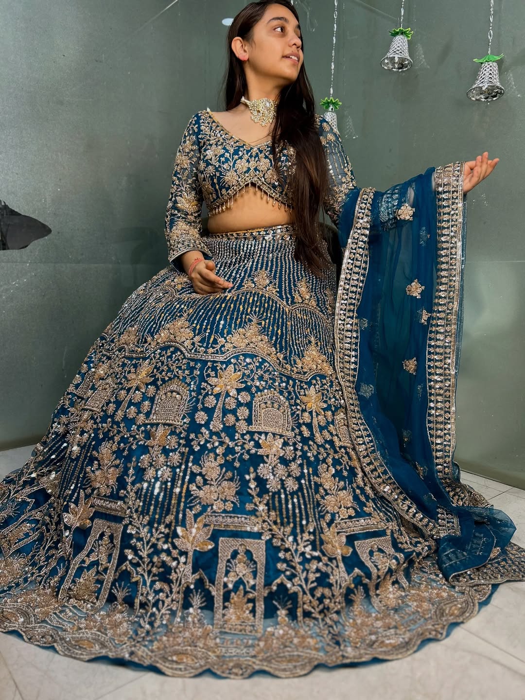 Designer Red crop top Lehenga Happy Customer