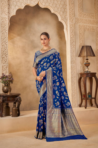 Dark blue Tussar Silk Saree 6106
