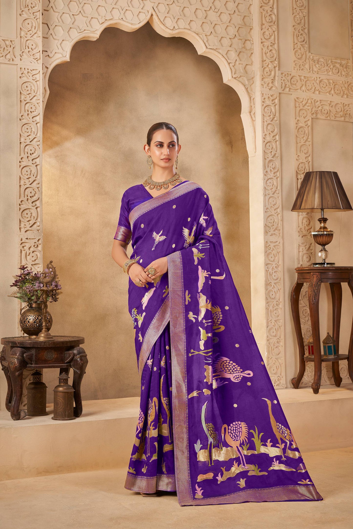 Purple Tussar Silk Saree 6153