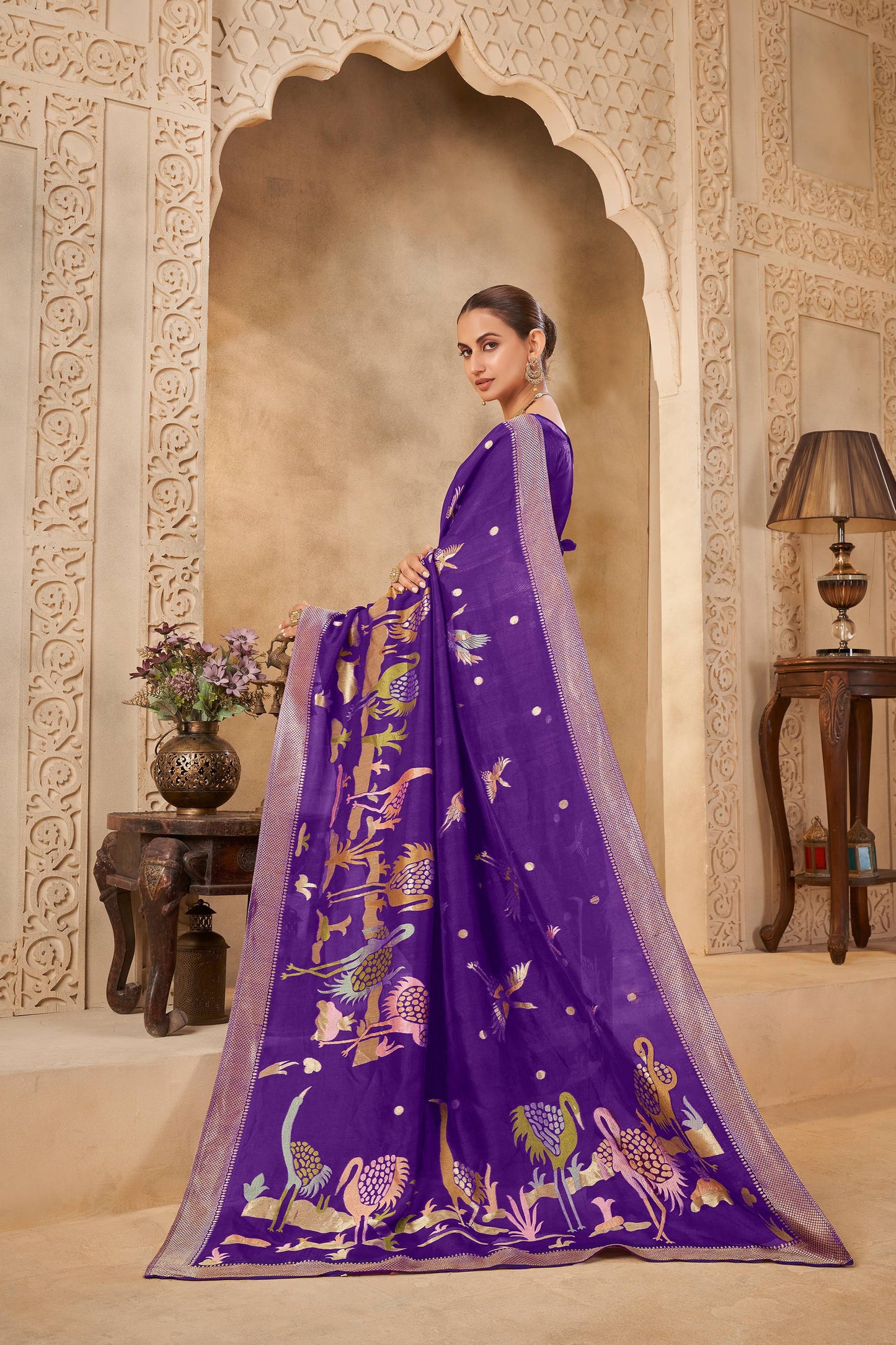 Purple Tussar Silk Saree 6153