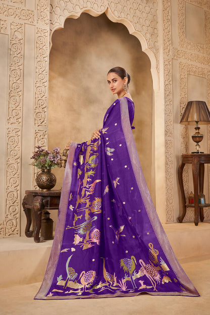 Purple Tussar Silk Saree 6153