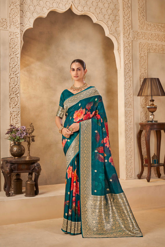 Green Tussar Silk Saree 6197