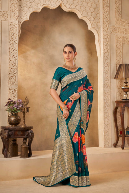 Green Tussar Silk Saree 6197