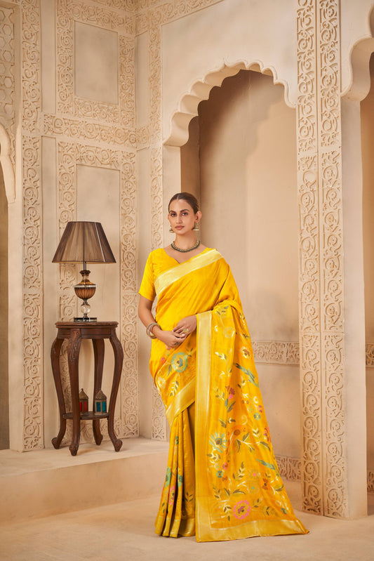 Yellow Haldi mehendi Tussar Silk Saree 6159