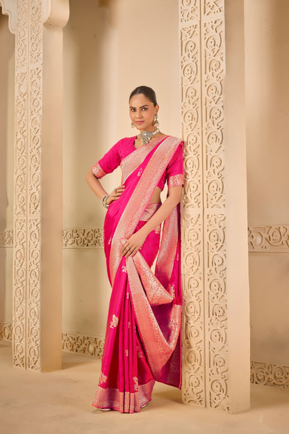 Pink Mashru Silk Saree 6022