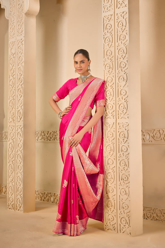 Pink Mashru Silk Saree 6022