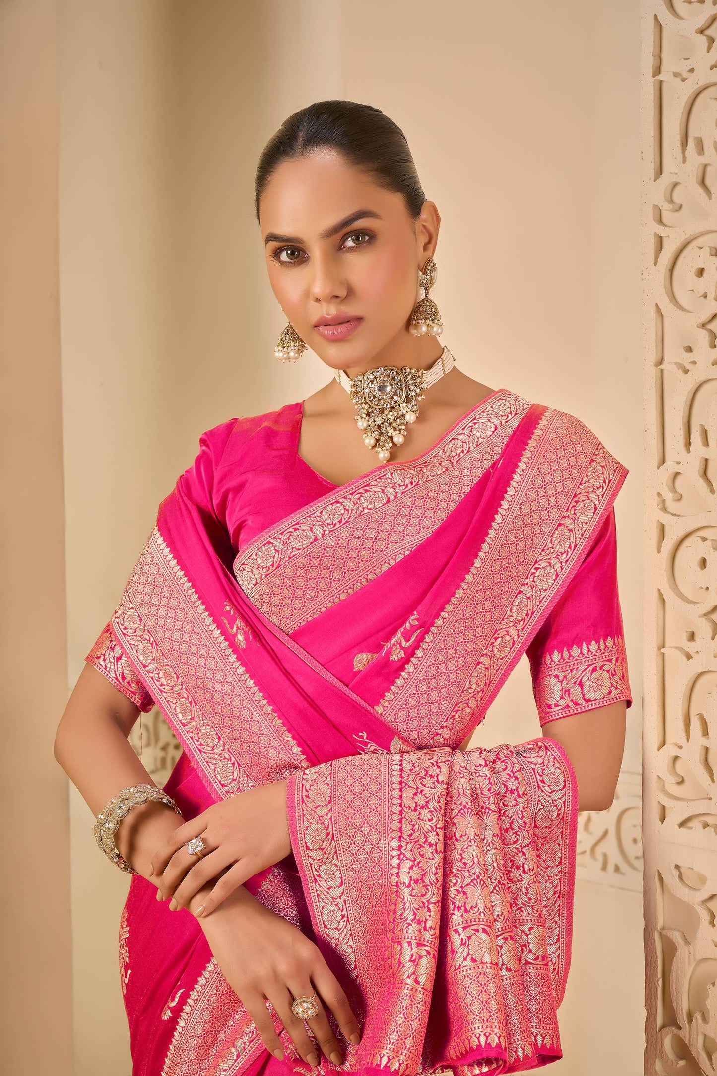Pink Mashru Silk Saree 6022