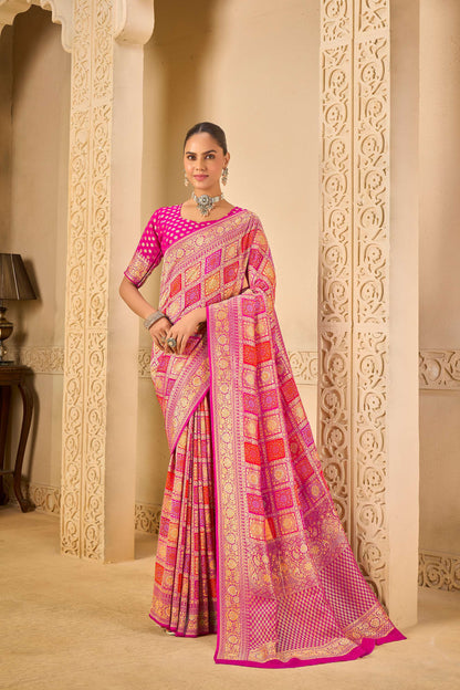 Pink Tussar Silk Saree 6087