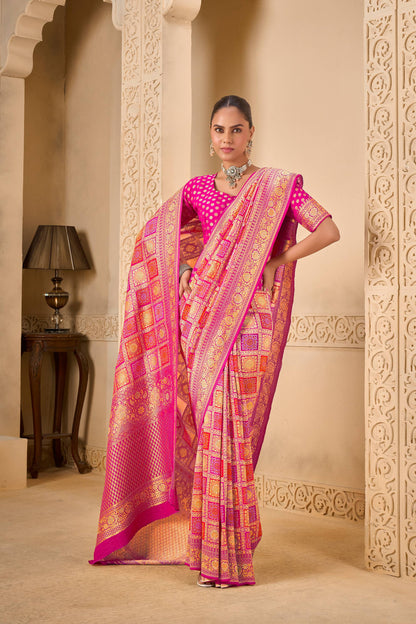 Pink Tussar Silk Saree 6087