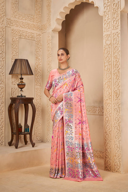 Pink Tussar Silk Saree 6054
