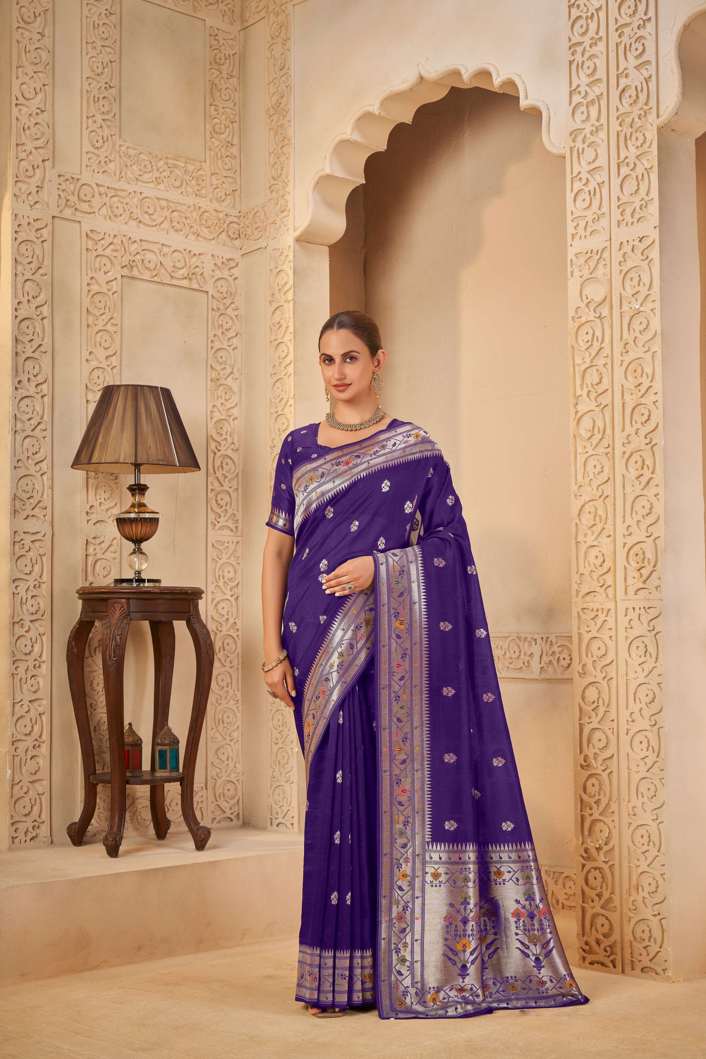 Purple Tussar Silk Saree 6032
