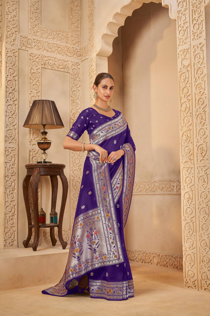 Purple Tussar Silk Saree 6032