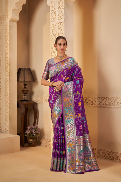 Purple Tussar Silk Saree 6042