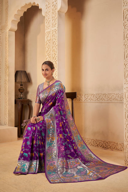 Purple Tussar Silk Saree 6042