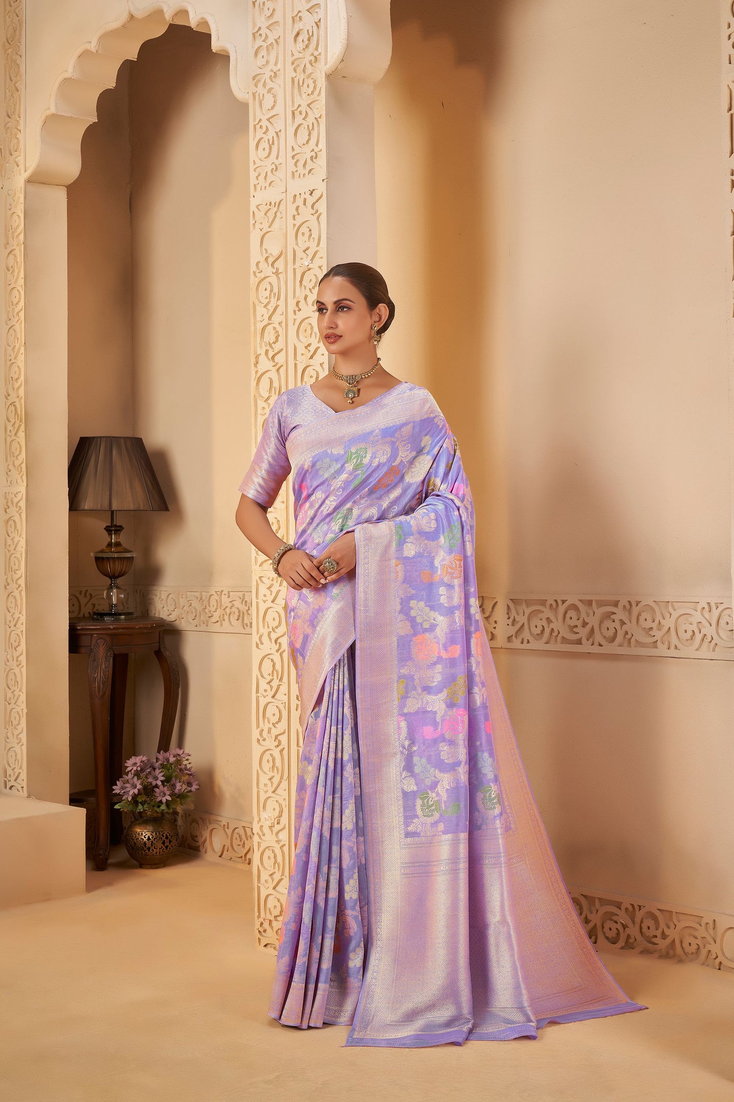Lavender Tussar Silk Saree 6079