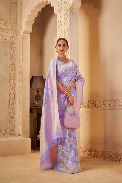 Lavender Tussar Silk Saree 6079
