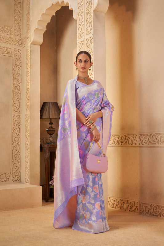 Lavender Tussar Silk Saree 6079